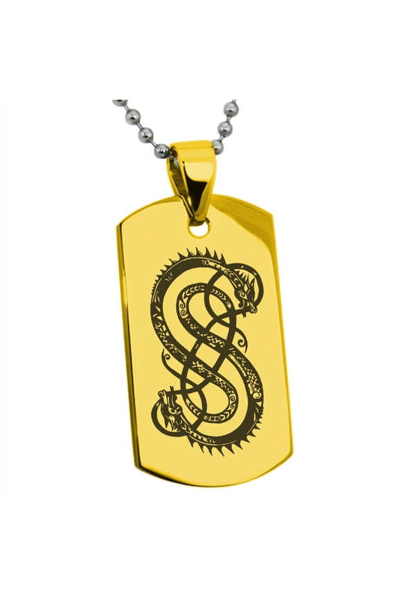 Stainless Steel God of Mischief Loki Viking Norse Engraved Dog Tag Pendant Necklace