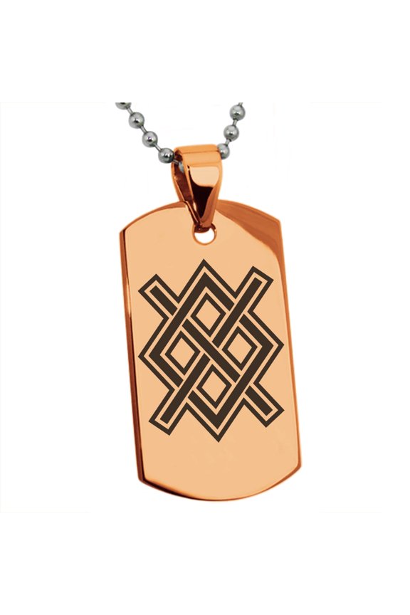 Stainless Steel Gungnir Rune Viking Norse Engraved Dog Tag Pendant Necklace