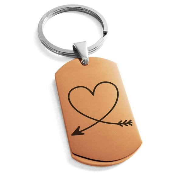 Tioneer Stainless Steel Heart Love Arrow Engraved Dog Tag Celtic Keychain Keyring