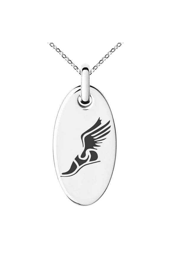 Stainless Steel Engraved Small Oval Charm Pendant