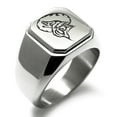 thumbnail image 1 of Tioneer Stainless Steel Howling Mad Wolf Engraved Square Flat Top Biker Style Polished Ring, 1 of 1