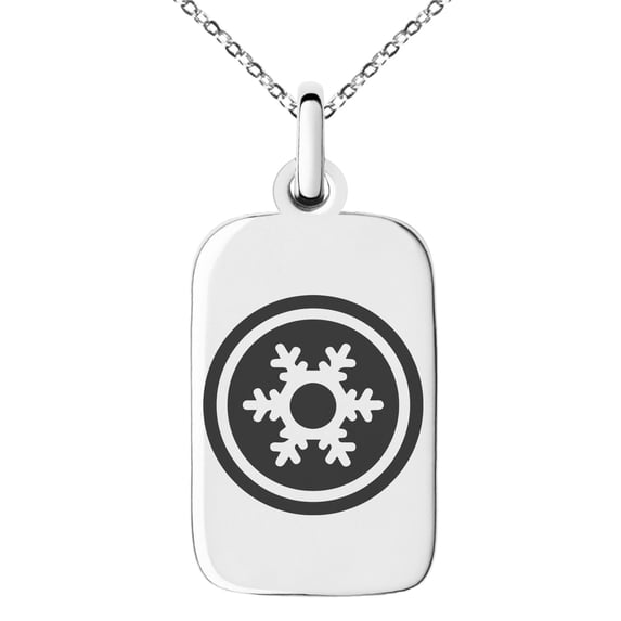 Tioneer Stainless Steel Ice Element Rune Engraved Small Rectangle Dog Tag Charm Pendant Necklace