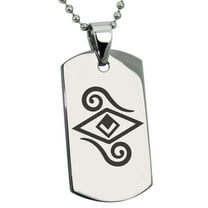 Tioneer Stainless Steel Illusionism Magic Rune Engraved Dog Tag Pendant Necklace