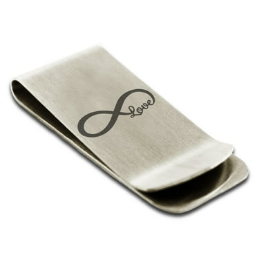 Tioneer Stainless Steel Infinity Love Engraved Money Clip Credit Card Holder