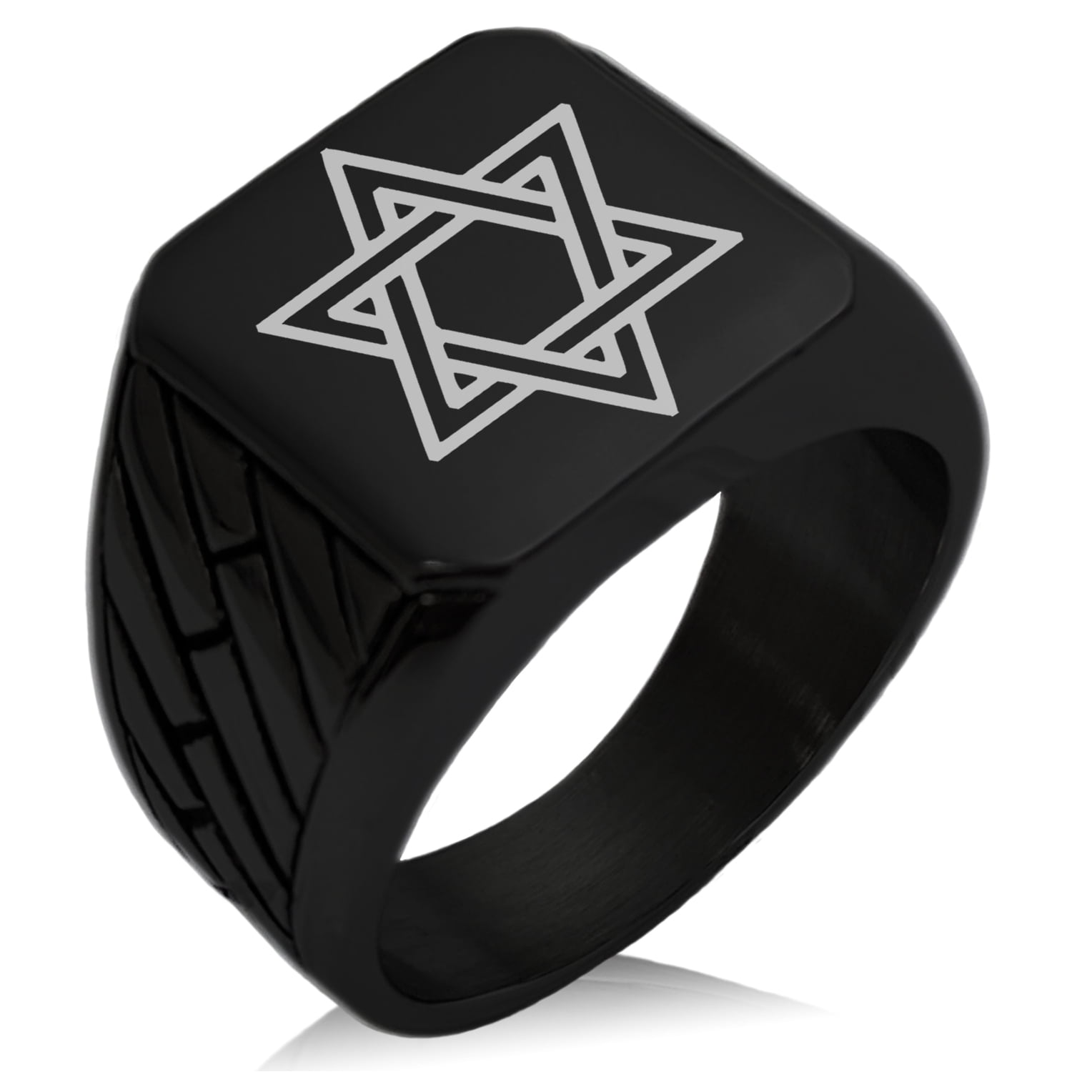 Tioneer Stainless Steel Interlocking Hexagram Star of David Geometric ...