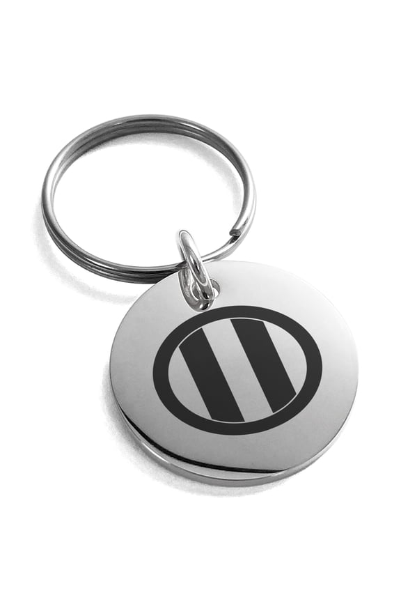 Stainless Steel Jinbo Samurai Crest Engraved Small Medallion Circle Charm Keychain Keyring