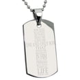 thumbnail image 1 of Tioneer Stainless Steel John 3:16 Bible Verse Engraved Dog Tag CZ Pendant, 1 of 4