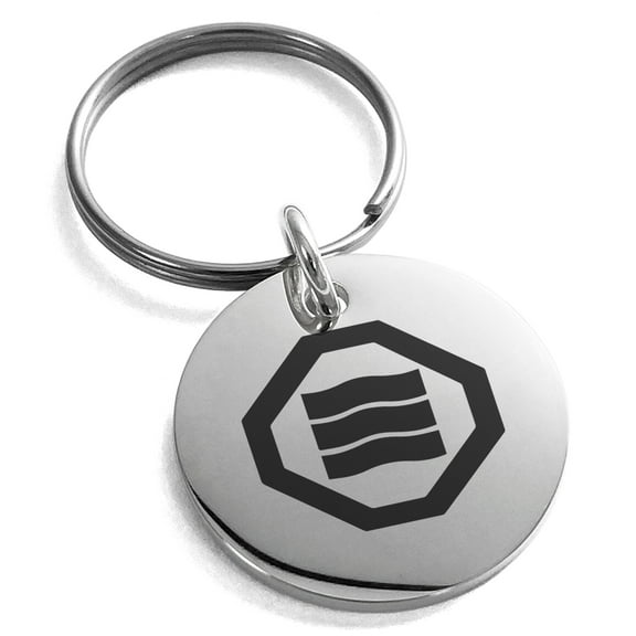 Tioneer Stainless Steel Kurushima Samurai Crest Engraved Small Medallion Circle Charm Keychain Keyring