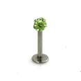thumbnail image 1 of Tioneer Stainless Steel Labret Style Lime Green Cubic Zirconia Lip Piercing Ring Body Jewelry, 1 of 1
