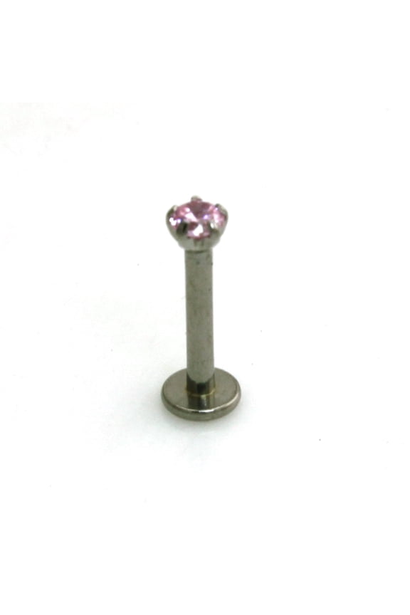 Stainless Steel Labret Style Sparking Pink Beauty Mark Lip Piercing Ring Body Jewelry