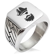 Tioneer Stainless Steel Legendary Blackbeard Pirate Geometric Pattern Biker Style Polished Ring