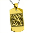 thumbnail image 1 of Tioneer Stainless Steel Letter A Initial Floral Box Monogram Engraved Engraved Dog Tag Pendant Necklace, 1 of 4