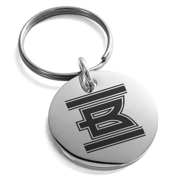 Tioneer Stainless Steel Letter B Initial Empire Monogram Engraved Small Medallion Circle Charm Keychain Keyring