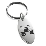 Tioneer Stainless Steel Letter H Initial 3D Monogram Engraved Small Oval Charm Keychain Keyring