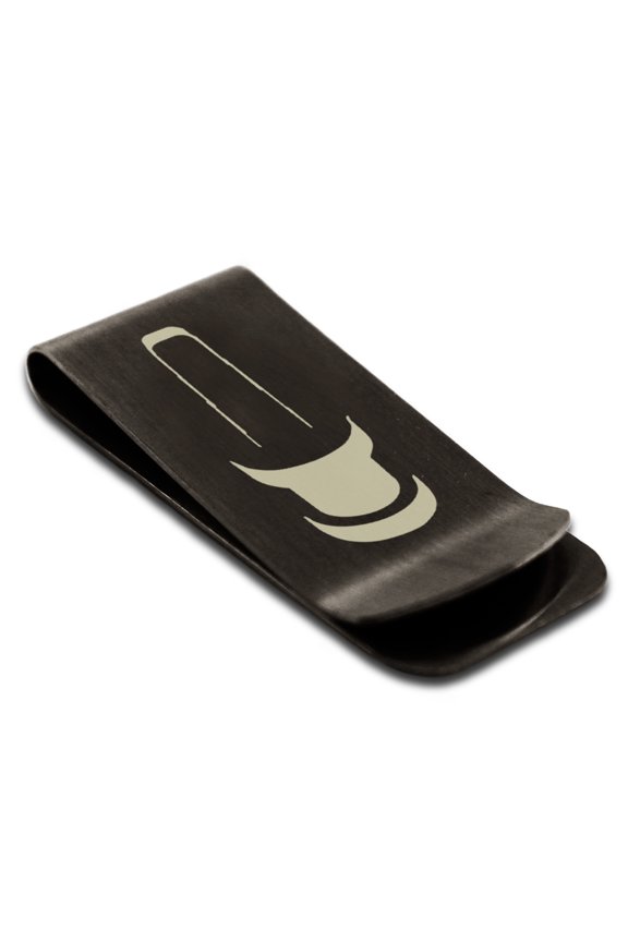 Stainless Steel Letter I Initial 3D Monogram Engraved Engraved Money Clip Credit Card Holder