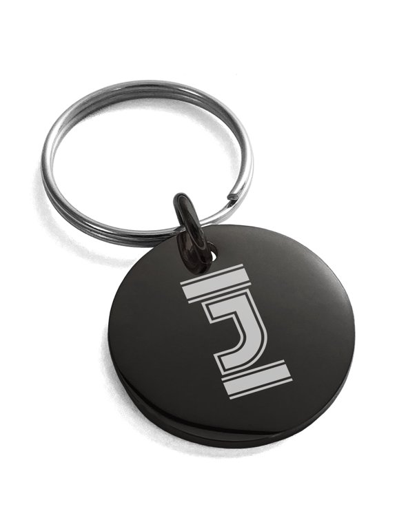 Stainless Steel Letter J Initial Empire Monogram Engraved Small Medallion Adult Circle Charm Keychain Keyring