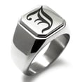 thumbnail image 1 of Tioneer Stainless Steel Letter J Initial Old English Monogram Engraved Engraved Square Flat Top Biker Style Polished Signet Ring, 1 of 1