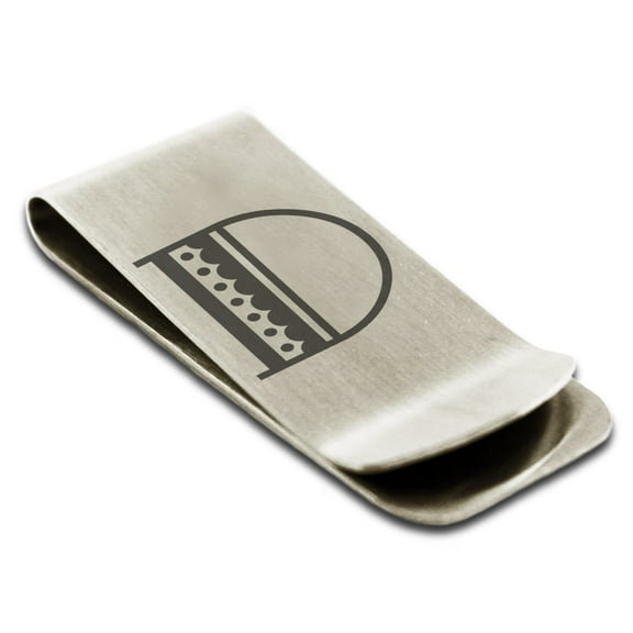 Tioneer Stainless Steel Letter L Initial Metro Retro Monogram Engraved Engraved Money Clip Credit Card Holder