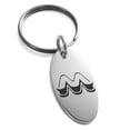 thumbnail image 1 of Tioneer Stainless Steel Letter M Initial 3D Monogram Engraved Small Oval Charm Keychain Keyring, 1 of 1