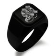 thumbnail image 1 of Tioneer Stainless Steel Letter M Initial Royal Monogram Engraved Engraved Square Flat Top Biker Style Polished Signet Ring, 1 of 1