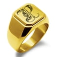 thumbnail image 1 of Tioneer Stainless Steel Letter P Initial Royal Monogram Engraved Square Flat Top Biker Style Polished Signet Ring, 1 of 1