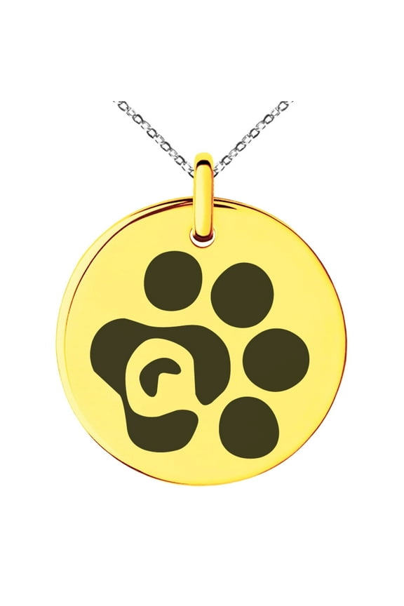 Stainless Steel Letter Q Initial Cat Dog Paws Monogram Engraved Small Medallion Circle Charm Pendant Necklace