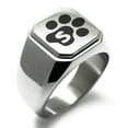 thumbnail image 1 of Tioneer Stainless Steel Letter S Initial Cat Dog Paws Monogram Engraved Engraved Square Flat Top Biker Style Polished Signet Ring, 1 of 1