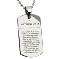 Tioneer Stainless Steel Lord's Prayer Matthew 6:9-13 Dog Tag Pendant Necklace