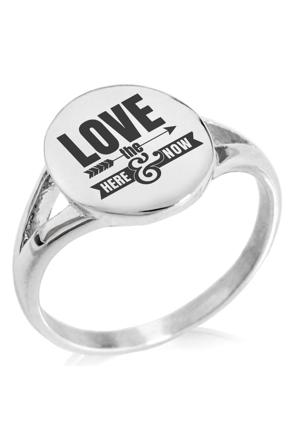 Stainless Steel Love the Here and Now Minimalist Oval Top Polished Statement Ring