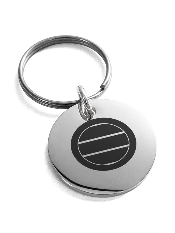 Stainless Steel Miura Samurai Crest Engraved Small Medallion Circle Charm Keychain Keyring