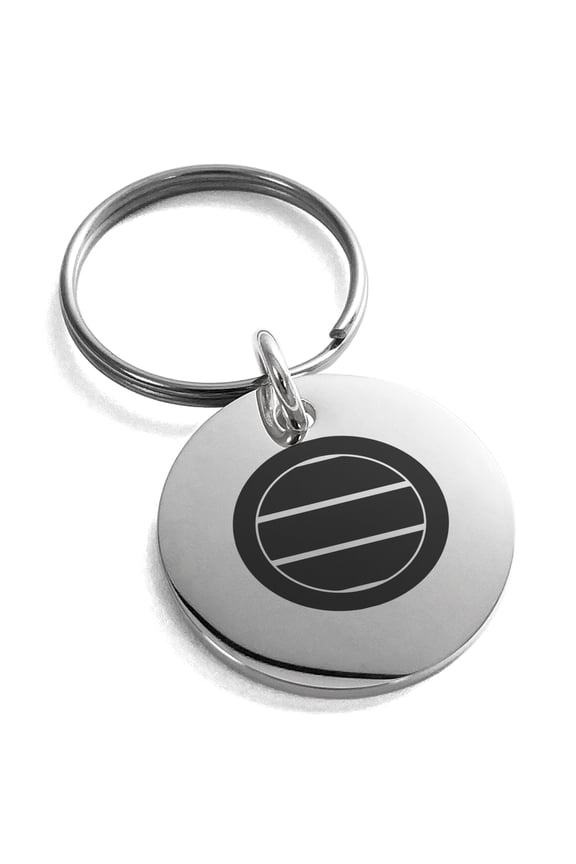 Stainless Steel Miura Samurai Crest Engraved Small Medallion Circle Charm Keychain Keyring