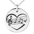 thumbnail image 1 of Tioneer Stainless Steel Musical Love Note Heart Engraved Small Medallion Circle Charm Pendant Necklace, 1 of 1