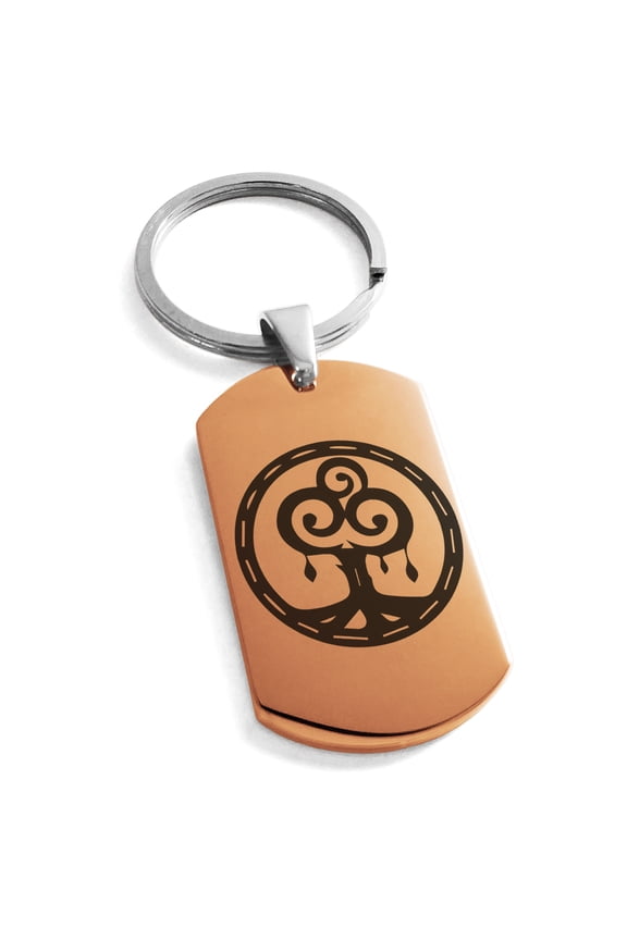 Stainless Steel Nature Magic Rune Engraved Dog Tag Keychain Keyring