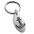 thumbnail image 1 of Tioneer Stainless Steel Nautical Floral Rose Anchor Engraved Small Oval Charm Keychain Keyring, 1 of 1