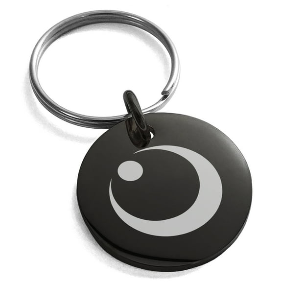 Tioneer Stainless Steel Obu Samurai Crest Engraved Small Medallion Circle Charm Keychain Keyring For Unisex 25mm
