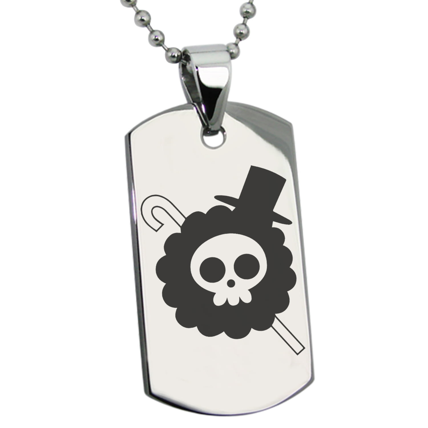 Tioneer Stainless Steel One Piece Brook Pirate Skull Flag Engraved