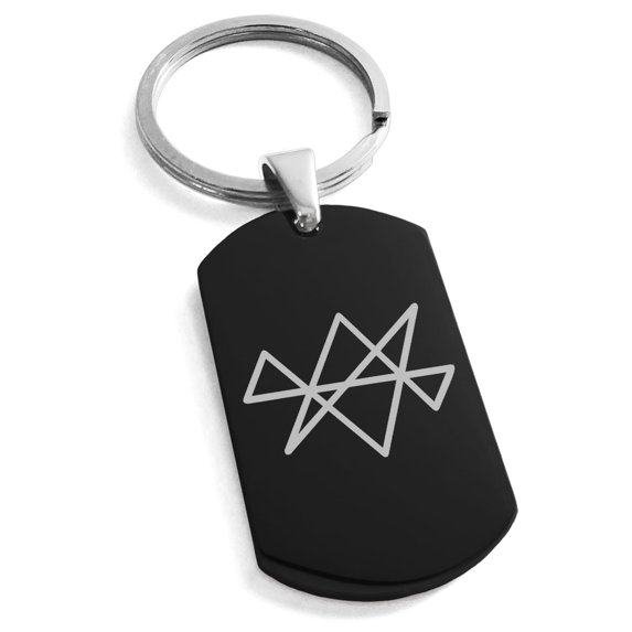 Tioneer Stainless Steel Reiki Midas Star Prosperity Engraved Dog Tag Keychain Keyring