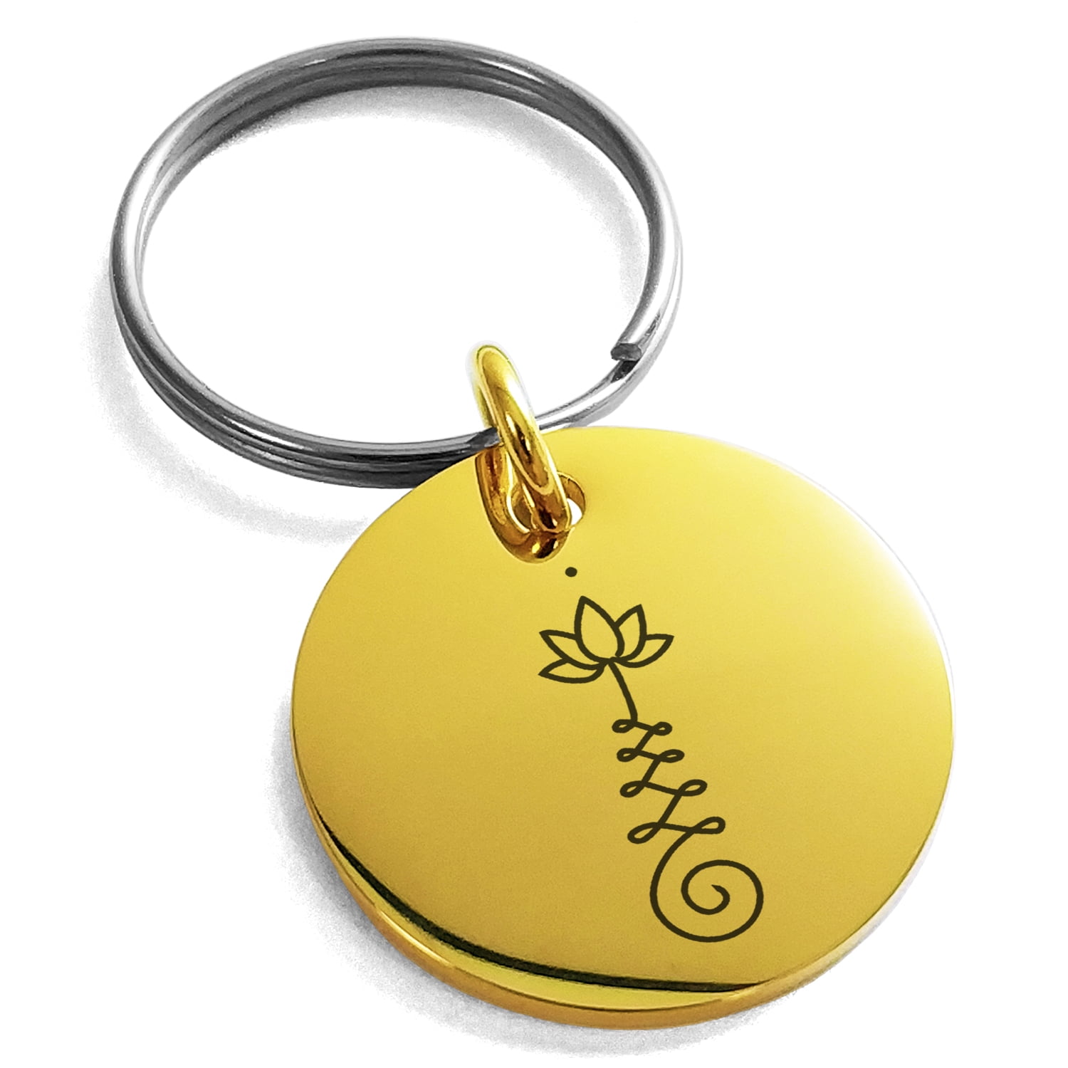 Tioneer Stainless Steel Sacred Lotus Unalome Engraved Small Medallion ...
