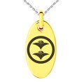 thumbnail image 1 of Tioneer Stainless Steel Shibata Samurai Crest Engraved Small Oval Charm Pendant Necklace, 1 of 1