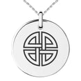 thumbnail image 1 of Tioneer Stainless Steel Shield Knot Viking Norse Rune Engraved Adult Small Medallion Circle Charm Pendant, 1 of 1