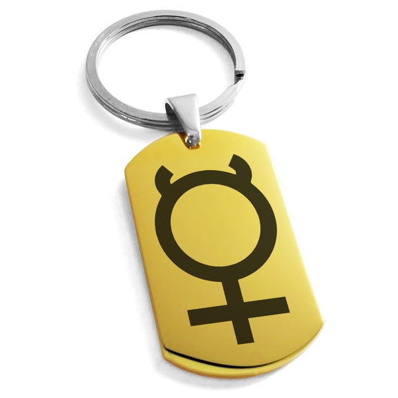 Tioneer Stainless Steel Solar System Planetary Mercury Engraved Dog Tag Keychain Keyring