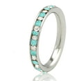 thumbnail image 1 of Tioneer Stainless Steel Teal Aquamarine & White Crystal Channel Eternity Stackable Ring, 1 of 2