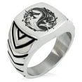thumbnail image 1 of Tioneer Stainless Steel Tribal Dragon Yin Yang Chevron Pattern Biker Style Polished Ring, 1 of 1