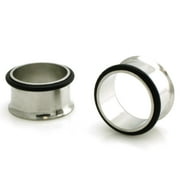 TIONEER Stainless Steel Tunnel With Rubber Stopper Ear Expander Plugs Body Jewelry