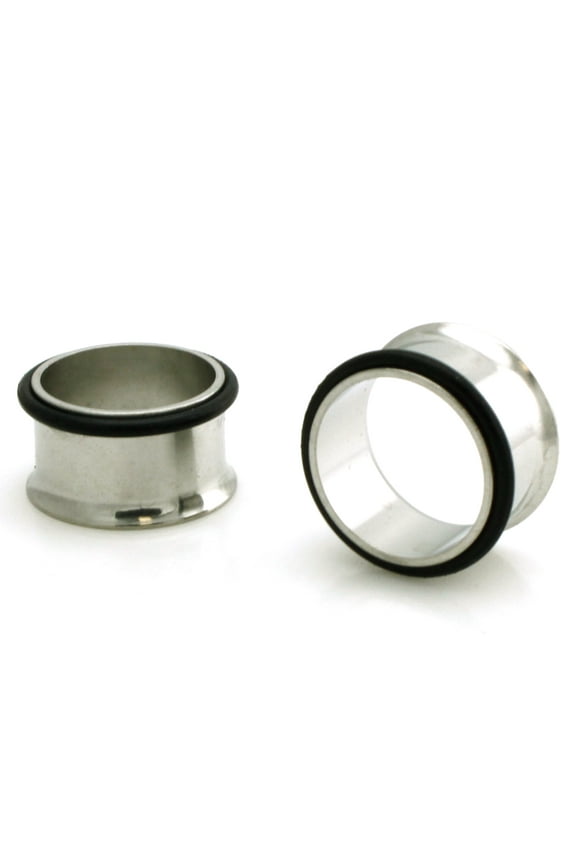 Stainless Steel Tunnel With Rubber Stopper Ear Expander Plugs Body Jewelry