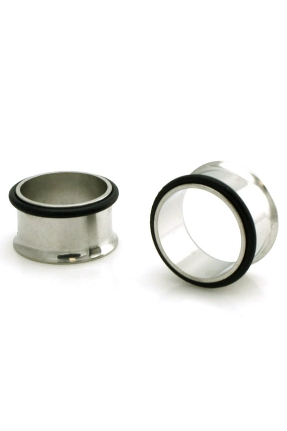 Stainless Steel Tunnel With Rubber Stopper Ear Expander Plugs Body Jewelry