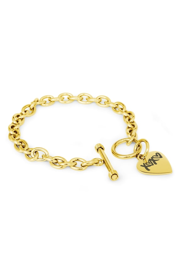 Stainless Steel XOXO Heart Heart Charm Bracelet, Necklace, or Set