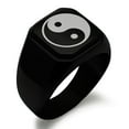 thumbnail image 1 of Tioneer Stainless Steel Yin Yang Engraved Square Flat Top Biker Style Polished Signet Ring, 1 of 1