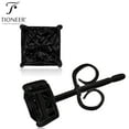 thumbnail image 1 of Tioneer Sterling Silver 925 Dark Brilliant Round Square Cut CZ Black Ear Stud Men Women Earrings, 1 of 3