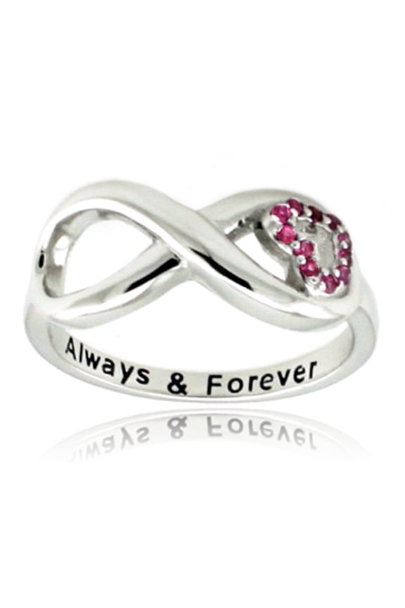 Sterling Silver Always & Forever Classic Iconic Infinity Symbol & Heart Promise Ring